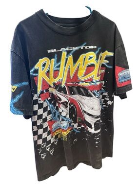 Blacktop Rumble Black Graphic Racing Tee